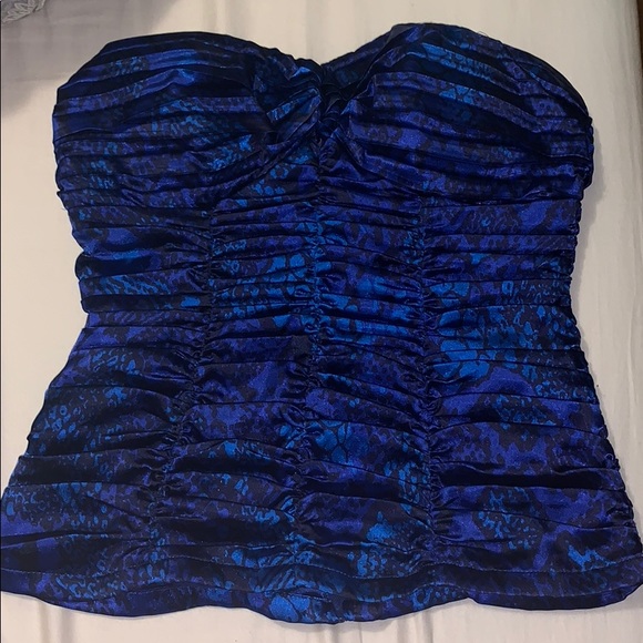 Arden B Tops - Blue Printed Corset